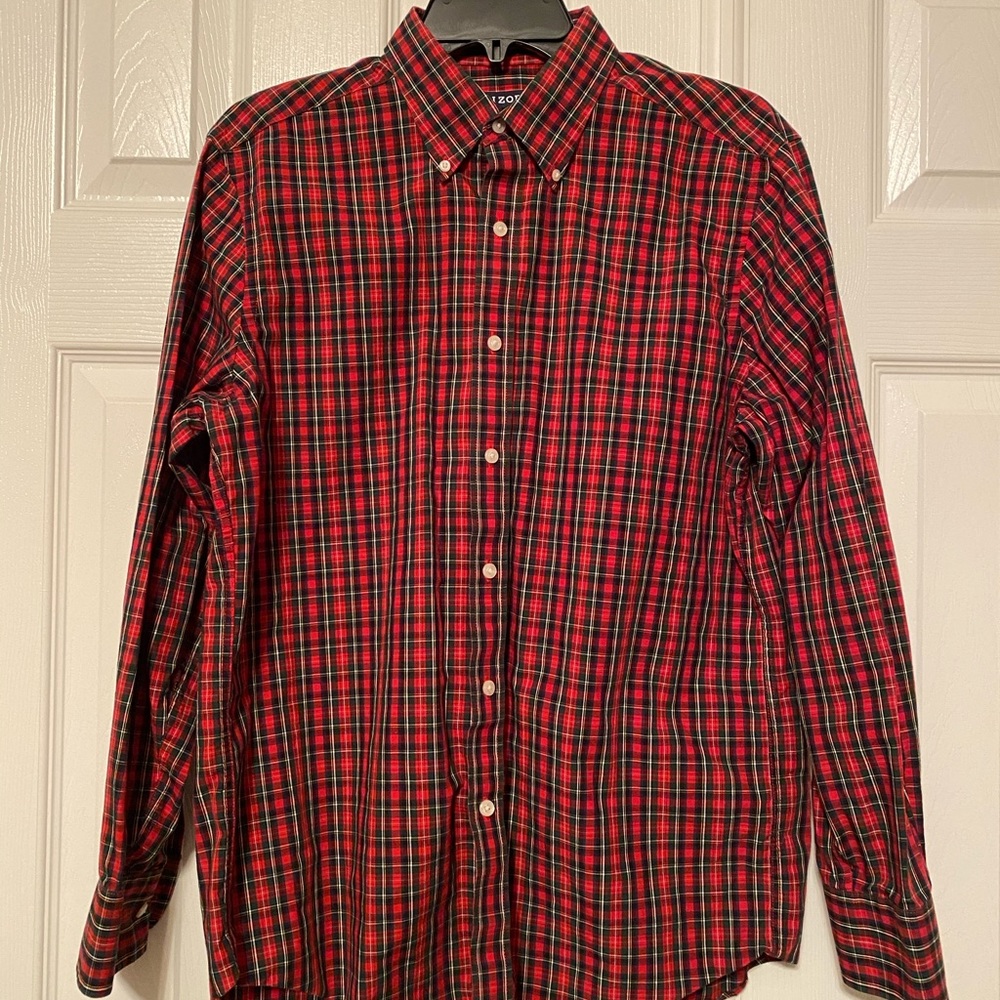 IZOD Men’s Red Black Slim Fit Long Sleeve Shirt